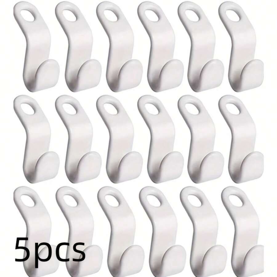 5 件/套塑料衣架连接挂钩，重型衣服挂钩，节省家用空间，用于整理衣橱、衣柜、居家、宿舍、返校必备 - 白色 - 查看 1