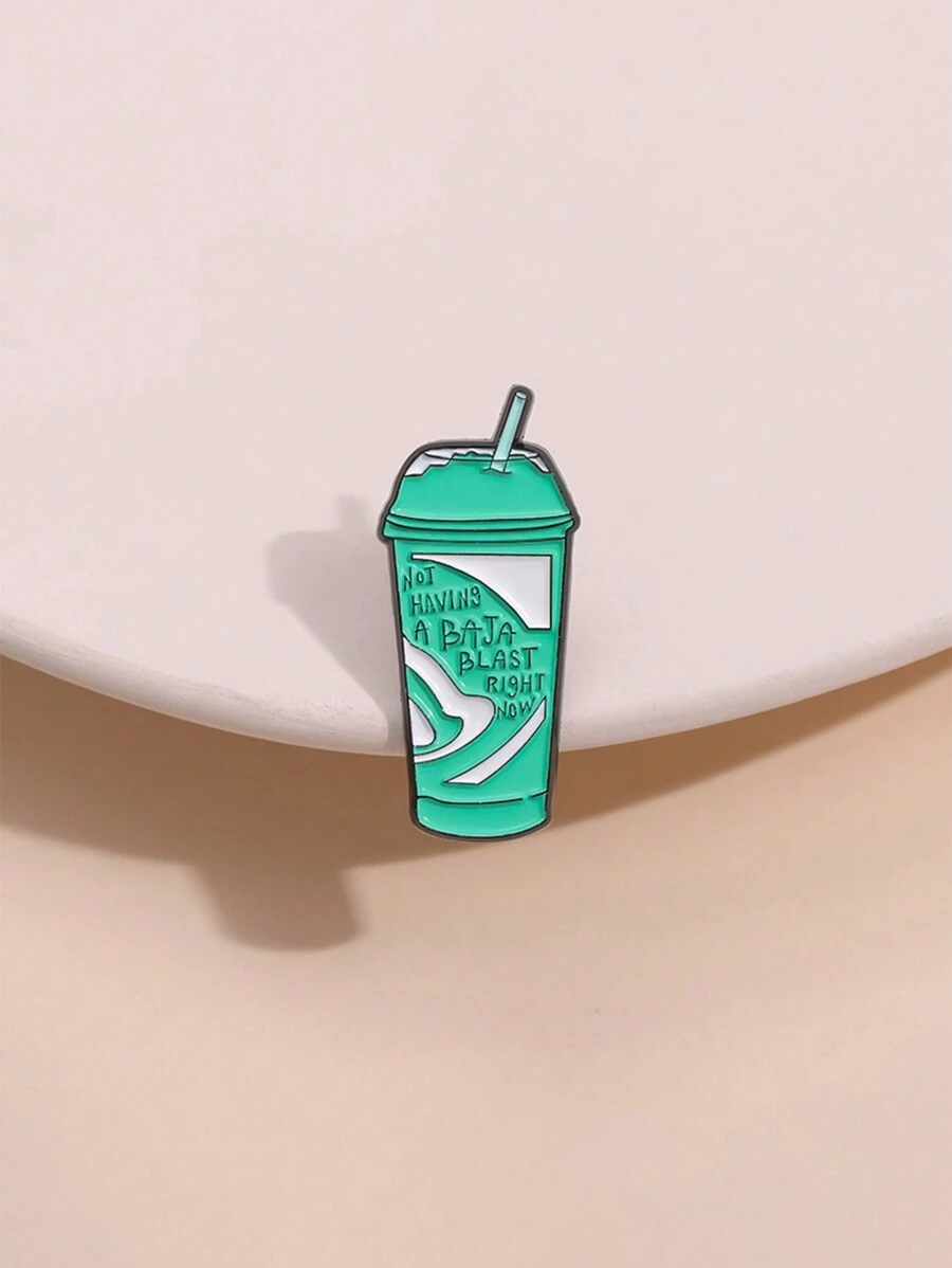 Not Having A Baja Blast Right Now Drink Cup Shaped Brooch, Cartoon Humorous Accessory Suitable For Men And Women To Wear In Daily Life