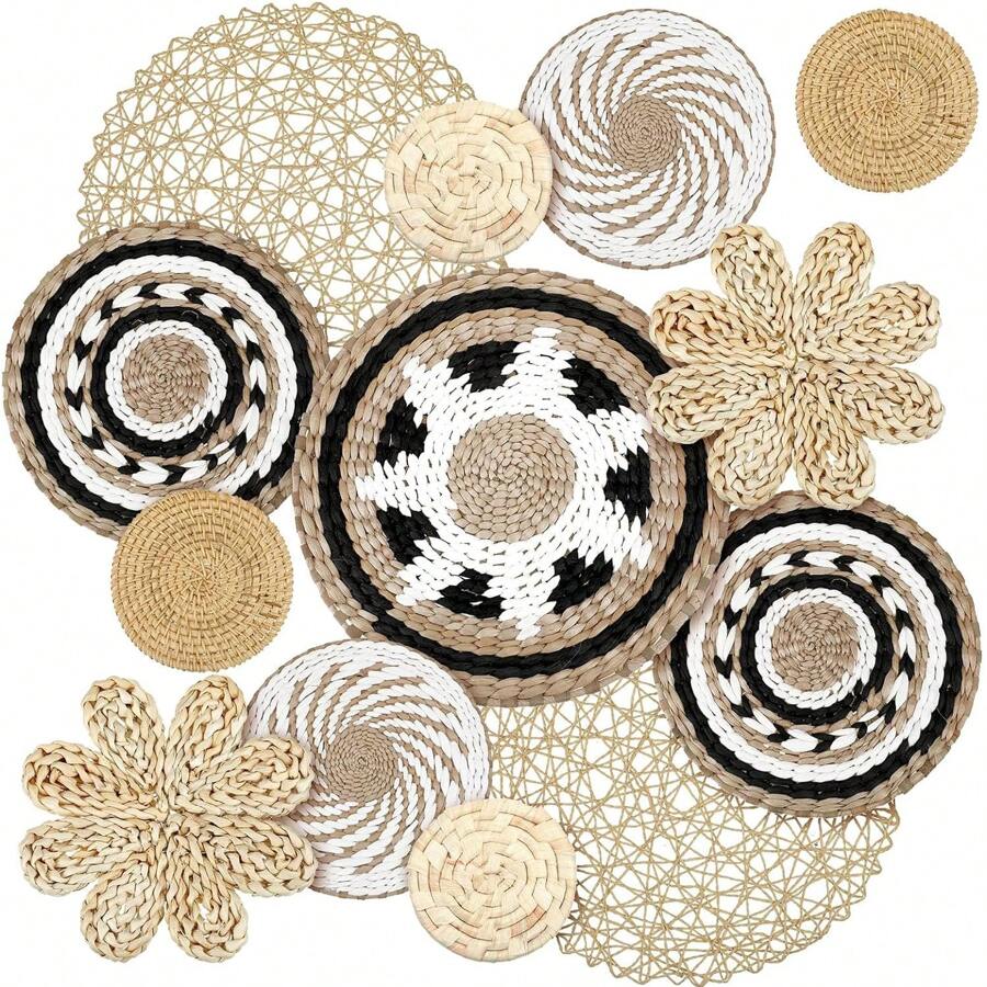 7 Loại Treo Giỏ Treo Tường Trang Trí Thủ Công Mộc Mạc Boho Giỏ Treo Tường Trang Trí Đan Lát Thủ Công Tròn Giỏ Cói Biển Nghệ Thuật Treo Tường Cho Gia Đình nhà Bếp Trang Trại Bàn Phòng Khách - Nhiều màu - Xem 1
