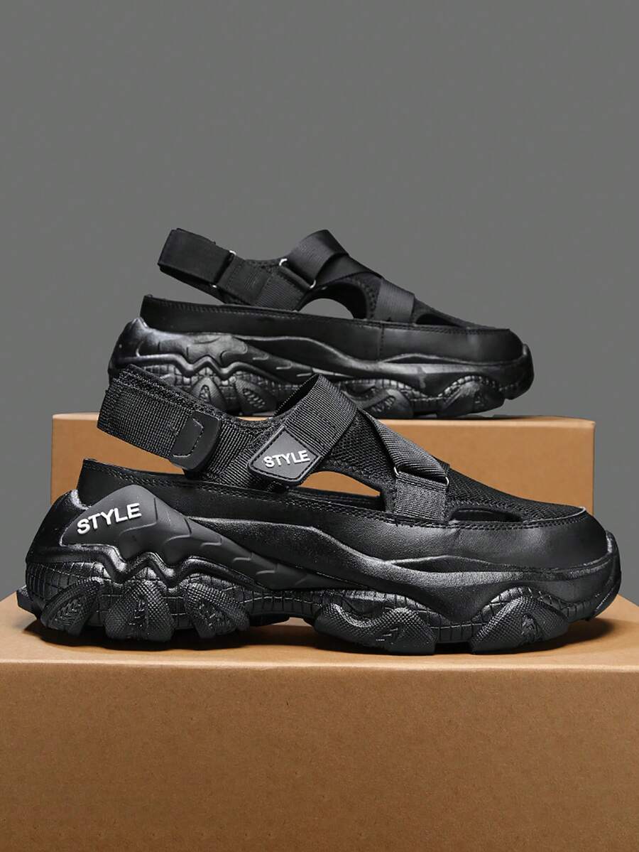 Dép xăng đan thể thao nam, dép đi ngoài trời, dép quai dán, đế dày, thoải mái, thích hợp cho chạy bộ. - màu đen - Xem 1