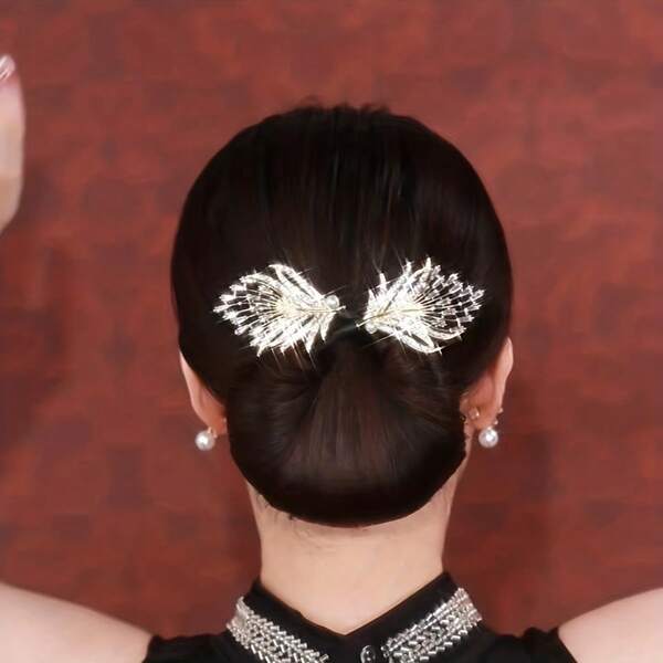 1 Pc Leaf Shaped Decor Hair Bun Maker DIY Elegant Slouchy Hair Curler French Twist Hairstyle Bun Hair Accessories