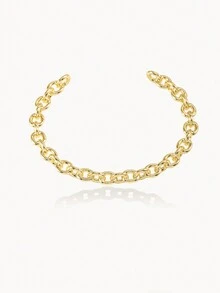 Un brazalete de cadena de cobre de estilo lujoso y ligero adecuado para que las mujeres lo usen en su vida diaria. - Dorado - Ver 5