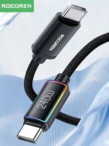 Rocoren Rocoren USB C Cable With LED Light, 240W PD 3.1 5A QC 4.0 Fast Charging USB C To USB C Cable, Type C To Type C Data Cable For Pro Air Laptop IPad Pro 15 Pro Max,USB C Cable Compatible With Galaxy S22 S21 S20 Note 10