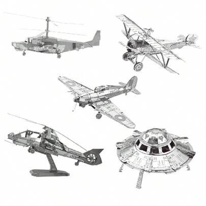 3D Modelo de Montagem de Metal, Quebra-cabeça de Fivela de Aço Inoxidável DIY, Modelo de Avião, Sem Cola, Presente de Aniversário, Ornamento Decorativo, Helicóptero KA-050, Helicóptero RAH-66, OVNI, Caça Nieuport 17, Caça Typhoon