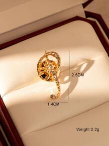 1入 - 26英文字母鑲鑽合金胸針，時尚多用途領夾 - 金黃色 - 查看 16