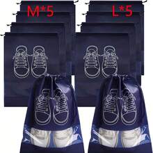 Paquete de 10 Bolsas para zapatos de tela no tejida reutilizables - Organizadores de viaje antipolvo para zapatos - Tamaños medianos y grandes - Multicolor - Ver 9