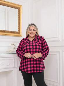 Plus Size Blouses - Hot Pink - View 4