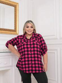Plus Size Blouses - Hot Pink - View 3