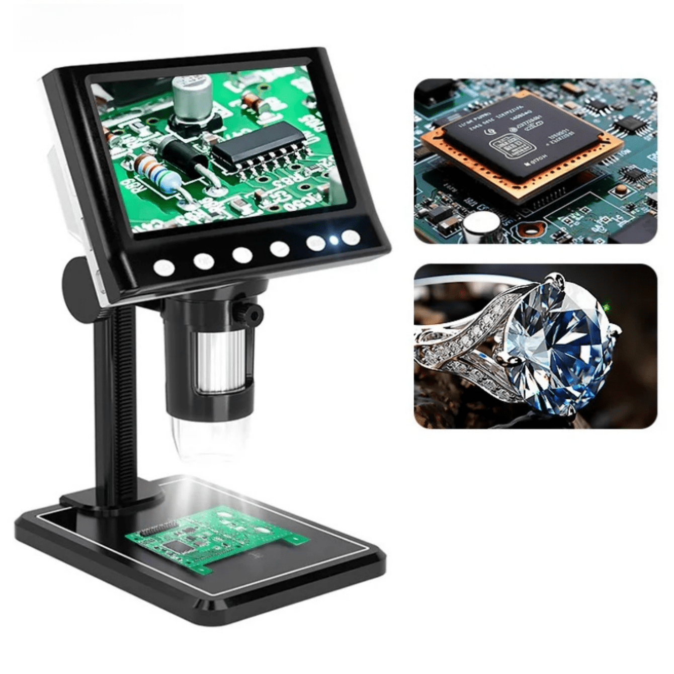 デジタル USB 顕微鏡 4.3インチLCDマイクロスコープ LEDライト付