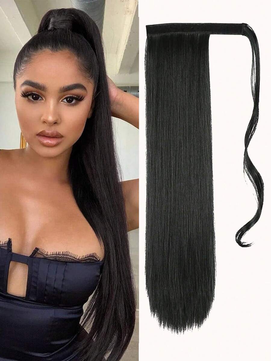 長直發假髮片馬尾辮合成女馬尾接發