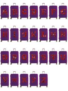 Capa protetora para compartimento de bagagem de 18-21 polegadas, 1 peça, anti-riscos, acessórios de viagem, alta elasticidade, à prova d'água, antiincrustante, capa para carrinho, nome inicial, 26 letras, padrão, adequada para viagens ao ar livre, bolsa para escola, acessórios escolares, material escolar