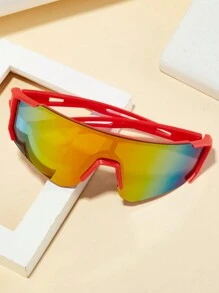 1 件/3 件/5 件男士大框运动有色镜片时尚无框骑行护目镜，驾驶运动眼镜带变色镜片，适合户外旅行 - 紅色 - 查看 14