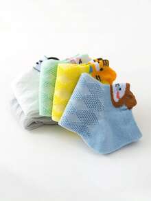 5對兒童夏季復古菱形網眼短襪薄透氣嬰兒襪 - 彩色 - 查看 6