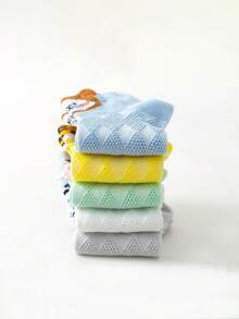 5對兒童夏季復古菱形網眼短襪薄透氣嬰兒襪 - 彩色 - 查看 4