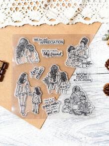 1 件 5.51*5.51 英寸母亲节透明印章，以母子玩耍为特色，适用于 DIY 剪贴簿、卡片制作、相册装饰，采用硅胶材质 - 透明 - 查看 7