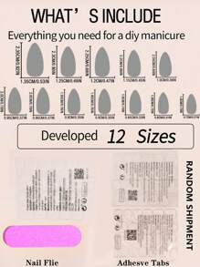 24 Short Almond Shaped White French Striped Ramadan Fake Nail Patches With 1 Jelly Patch And 1 File Strip Press On Nails Nail Supplies - Multicolor - View 3