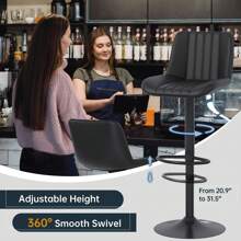 JAMFLY JAMFLY Swivel Swivel Bar Stools Set, Barstools Counter Height With Shell Shaped Backrest, Adjustable Moder Stools Pu Leather Bar Stools For Kitchen Counter, Island, Bar, Dining Room(Set Of 2)