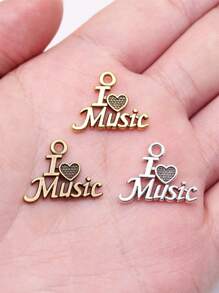 20pcs/Bag 20x16mm Creative I Love Music Charms Charm Fashion Necklace Bracelet Earrings Keychain Bag Clothing Pendant DIY Jewelry Making Hand Craft