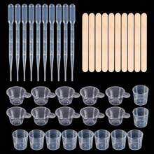 40pcs Epoxy Resin Casting Tools Kit Including 10pcs 30ml Measuring Cups, 10pcs Plastic Droppers, 10pcs Wooden Sticks, 10pcs Mixing Cups DIY Resin Kit For Beginners