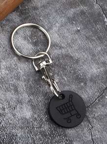 1 pieza Moneda de metal con logotipo de carrito de supermercado, gancho de langosta, llavero creativo, disponible al por mayor, un regalo para mamá, accesorio para coche, dije para bolso, accesorio escolar, lindo, gótico, Y2K
