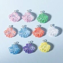 5入組/10入組/20入組隨機顏色可愛閃閃發光透明樹脂夏季海洋吊飾，適用於製作珠寶、項鍊和手鍊DIY配件和裝飾 - 彩色 - 查看 1