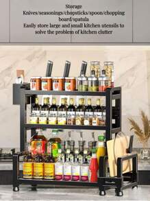 1 Piece Kitchen Spice Storage Rack, Chopstick And Knife Holder Countertop Multi-Functional Kitchenware Storage Rack Multi-Layer, Kitchen Spice Storage Rack Large Capacity, Oil, Salt, Sauce And Vinegar Storage Rack, Kitchen Countertop Chopping Board Pot Lid Storage Rack Black ✅Kitchen Storage Rack Is Perfect For Storing Sauces, Condiments, Cereals, Canned Goods, Salt And Pepper Grinders Or Household Items