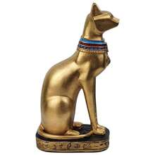 Gato Egípcio Bastet Deusa Da Fertilidade Preto Resina 19 Cm - Dourado - Visão 7