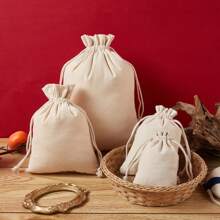 1 pieza Bolsa de lino gris con puntada de cierre y cordón, bolsa de joyería blanca para almacenar artículos pequeños, conveniente para bodas, viajes, regalos y organización de la vida diaria, útiles escolares, accesorios escolares, de vuelta a la escuela, estudiantes universitarios