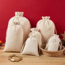 1 pieza Bolsa de lino gris con puntada de cierre y cordón, bolsa de joyería blanca para almacenar artículos pequeños, conveniente para bodas, viajes, regalos y organización de la vida diaria, útiles escolares, accesorios escolares, de vuelta a la escuela, estudiantes universitarios