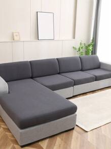 1pc Solid Color High Elasticity Removable Machine Washable Anti-Spill Sofa Cushion Cover Suitable For Living Room Polyester Sofa Cushion Cover Backrest Cover