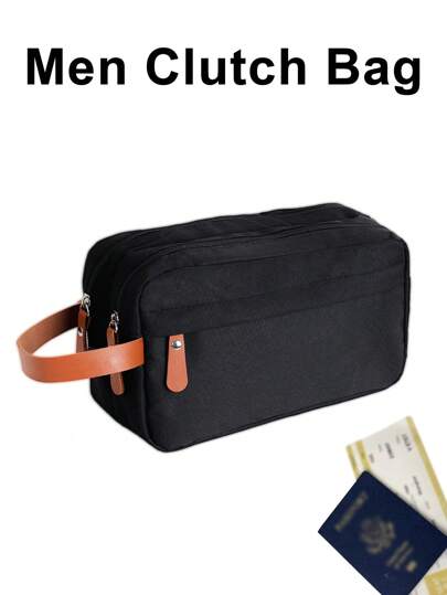 男士手拿包男士手提包男士大容量轻便商务运动旅行简约休闲商务男孩礼物手拿包腕包工作周末露营夏季健身房假日洗漱包旧钱洗漱包手提包学生多功能户外礼品手提包度假零钱包礼品胸包钱包钱包黑色包旅行必需品包回到学校运动生活男士钱包春季化妆包