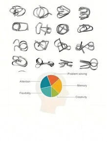 24 szt./8 szt. Metalowa łamigłówka dla dzieci, metalowa edukacyjna zabawka łamigłówka odblokowuje interaktywne gry rodzic-dziecko, ćwiczy zdolność myślenia dzieci, poprawia ich zdolności manualne i przygotowuje idealny edukacyjny prezent urodzinowy dla dzieci, gry, puzzle, gra, gry, gra, puzzle, kolor> gra mózgowa, magnetyczna gra w szachy, wypełniacze skarpet dla dzieci