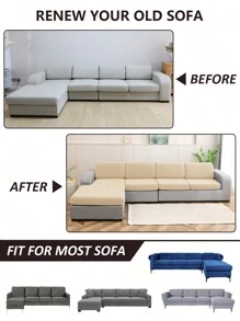 1入組高彈性沙發墊套,可水洗防濺潑,適用於客廳綿椅沙發墊套及靠墊套 - 米色 - 查看 6