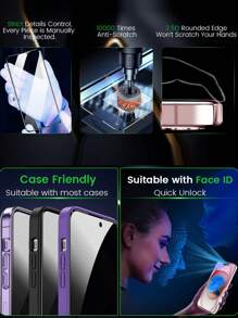 4 Packs Privacy Protection Full Screen Tempered Glass Protective Film For Iphone16e 15 16 16plus Promax 15Pro 14Promax 13 12 11 With Black Edge Silk Screen Anti-Peeping Full Screen Mobile Phone Protective Film Gift For Birthday, Family, Friends Anti-Spy, Phone Screen Protector, Phone Accessories