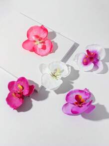 5 Peças Presilhas de Cabelo com Flores de Orquídea Borboleta Multicoloridas Simuladas para Mulheres, Adequadas para Praia, Férias, Festival, Festa de Dança e Uso Diário, Grampos de Orelha de Gato, Grampos de Cabelo de Verão, Acessórios Escolares