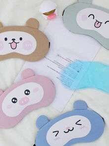 1pc Cute And Funny Sleep Mask For Kids And Students To Block Light For Sleeping, Can Be Used As Ice Pack Or Hot Pack For Napping And Eye Protection - Blue - View 3