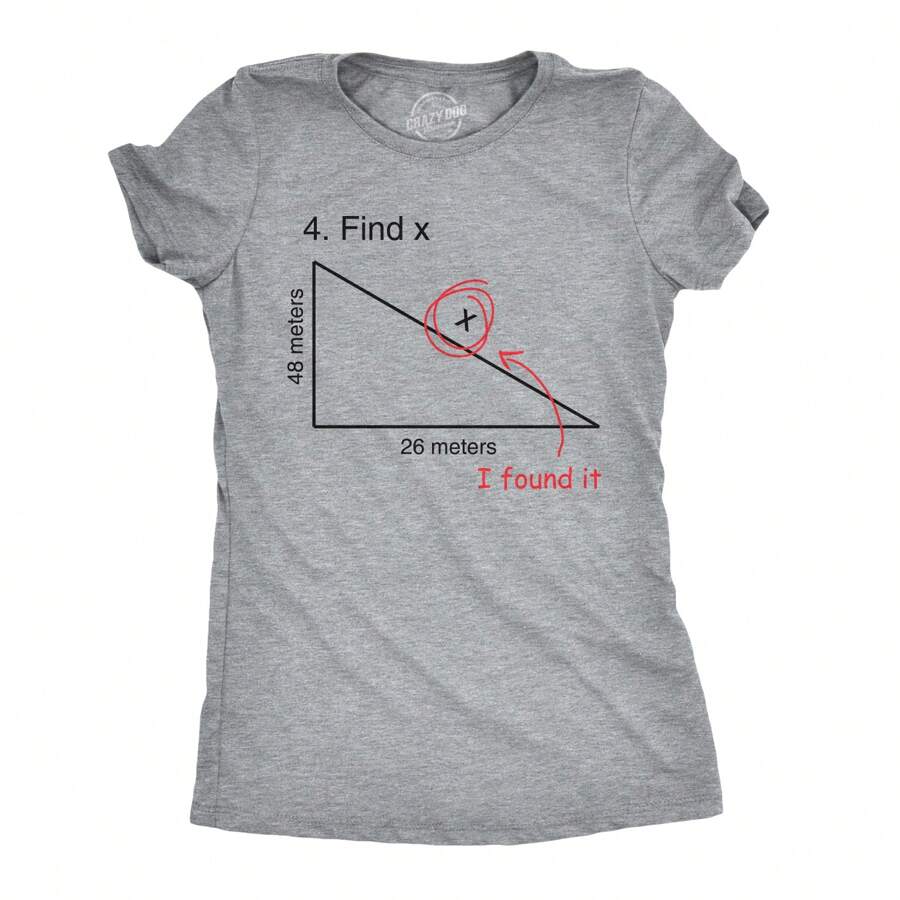 Find X T Shirt Funny Sarcastic Smart Math Test Teacher Tee For Women Funny Womens T Shirts Cute Vintage Fashion Casual Ladies T-Shirt Gift - 淺石南灰 - 查看 1