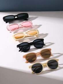6 副复古圆框时尚眼镜，超轻糖果色街头按扣眼镜 - 彩色 - 查看 2