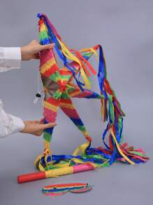1 Stück große authentische handgemachte faltbare Stern-Piñata für Geburtstagspartys, inklusive 1 Stange und 1 Maske, Weihnachten
