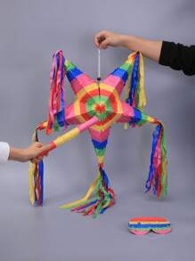 1 Stück große authentische handgemachte faltbare Stern-Piñata für Geburtstagspartys, inklusive 1 Stange und 1 Maske, Weihnachten