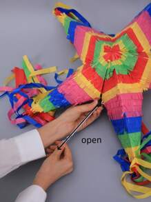 1 Stück große authentische handgemachte faltbare Stern-Piñata für Geburtstagspartys, inklusive 1 Stange und 1 Maske, Weihnachten