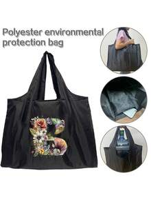 Túi mua sắm Túi Tote Túi gấp Tên viết tắt Họa tiết Túi xách Túi dã ngoại Túi đựng đồ tái sử dụng Túi xách tạp hóa Dung tích lớn để du lịch Túi Tote Túi đựng đồ in chữ cái viết tắt Túi đi biển Túi đeo vai, Đồ dùng học tập, Túi đi học, Túi Tote đi học, Nhẹ, Di động, Có thể gấp lại, Thích hợp cho Nữ sinh viên đại học, Hoàn hảo cho Ngày tựu trường - màu đen - Xem 5