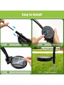 2pcs/Set Swing Solar-Powered LED Firefly Decor Lawn Lamp With 8/10 Lights, Garden Yard Decorative Festive Lighting (Random Solar Panel Switch) - Multicolor - View 4