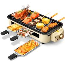 SUSTEAS Indoor Grill Electric Smokeless, Indoor Grills For Kitchen With Non-Stick Cooking Removable Plate, Portable Korean BBQ Grill With Removable Temperature Control, Dishwasher Safe, 1500W