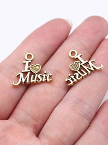 20pcs/Bag 20x16mm Creative I Love Music Charms Charm Fashion Necklace Bracelet Earrings Keychain Bag Clothing Pendant DIY Jewelry Making Hand Craft
