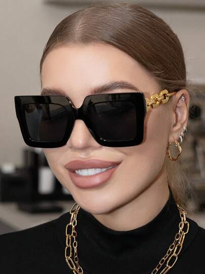 Gafas de sol extragrandes de estilo Y2K para mujer, vintage, decoración clásica de moda, protección UV para exteriores, viajes, playa, vacaciones