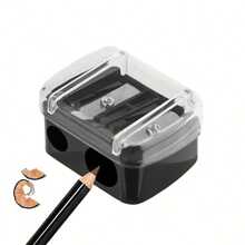 1/2/5/10PCS Double Holes Sharpener, Stainless Steel Blades, Plastic Protective Cover, Waste Catcher And Cleaning Tool,Manual Pencil Sharpener,Back-To-School Season Back To School