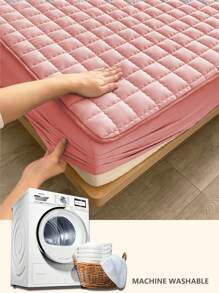 1件装防水床笠，床上用品，床单，柔软透气床垫罩，亲肤床罩，纯色床垫保护罩，床垫保护床罩，弧形网格设计床单，防尘防滑，四季通用，适用于单人/双人/标准双人/特大/大号床，可机洗
