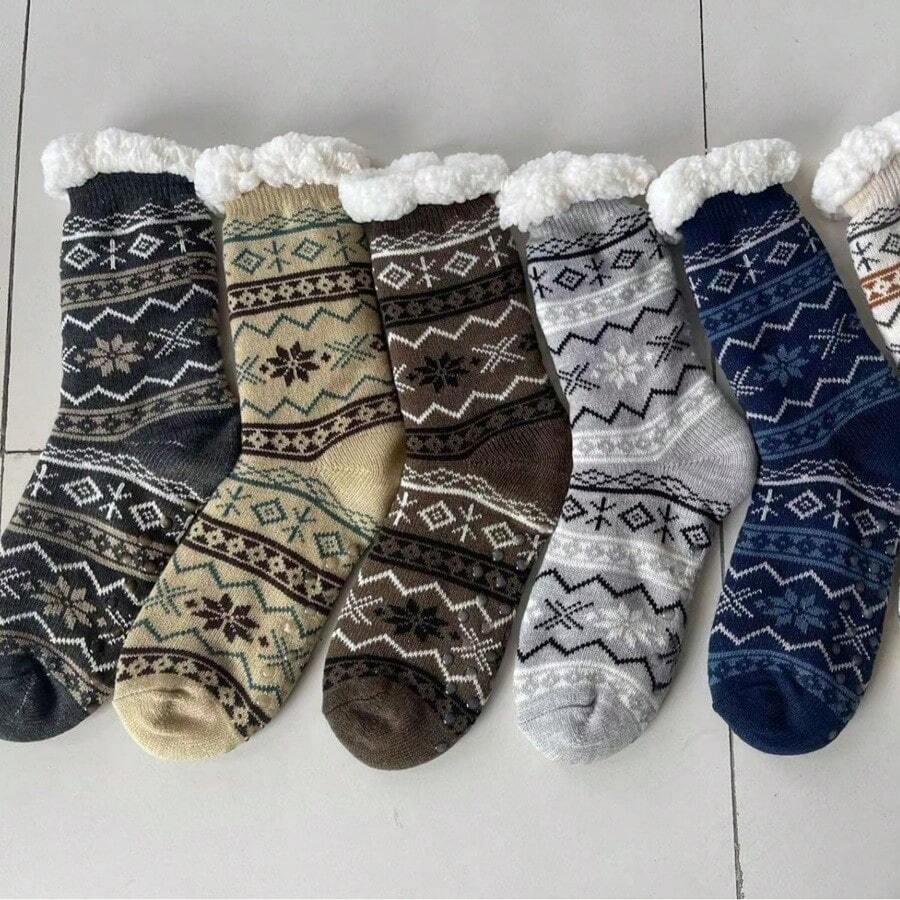 Men's Thermal Fleece Socks With Non-Slip Sole Adult Warm Thick Lined 1 Pair - Nhiều màu - Xem 1