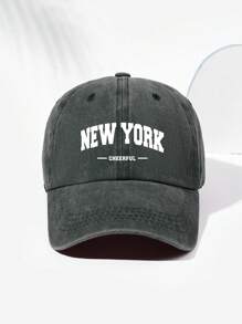 中性NEW YORK字母印花復古棒球帽，時尚的爸爸帽，適用於戶外和日常穿著，適合卡車司機 - B - 查看 11